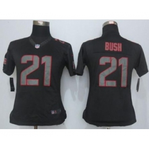 nike women nfl jerseys san francisco 49ers #21 bush black[nike impact limited][bush]