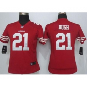 nike women nfl jerseys san francisco 49ers #21 bush red[nike][bush]