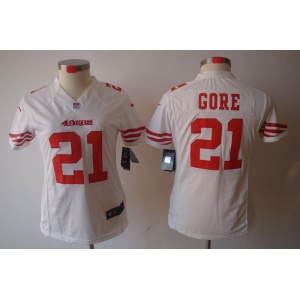 nike women nfl jerseys san francisco 49ers #21 gore white[nike limited]