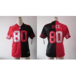 nike women nfl jerseys san francisco 49ers #80 jerry rice red-black[Elite split]