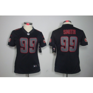 nike women nfl jerseys san francisco 49ers #99 smith black[nike impact limited]