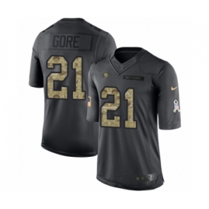 Youth Nike San Francisco 49ers #21 Frank Gore Limited Black 2016 Salute to Service NFL Jersey