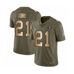 Youth Nike San Francisco 49ers #21 Frank Gore Limited Olive Gold 2017 Salute to Service NFL Jersey