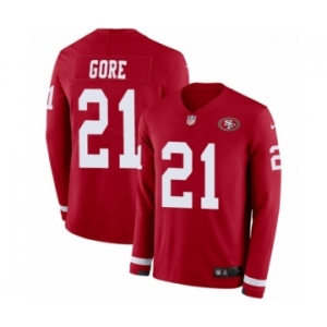 Youth Nike San Francisco 49ers #21 Frank Gore Limited Red Therma Long Sleeve NFL Jersey