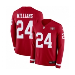 Youth Nike San Francisco 49ers #24 K'Waun Williams Limited Red Therma Long Sleeve NFL Jersey