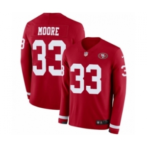 Youth Nike San Francisco 49ers #33 Tarvarius Moore Limited Red Therma Long Sleeve NFL Jersey