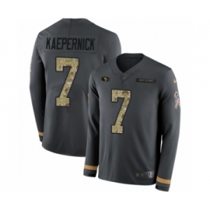 Youth Nike San Francisco 49ers #7 Colin Kaepernick Limited Black Salute to Service Therma Long Sleeve NFL Jersey