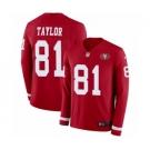 Youth Nike San Francisco 49ers #81 Trent Taylor Limited Red Therma Long Sleeve NFL Jersey