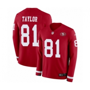 Youth Nike San Francisco 49ers #81 Trent Taylor Limited Red Therma Long Sleeve NFL Jersey