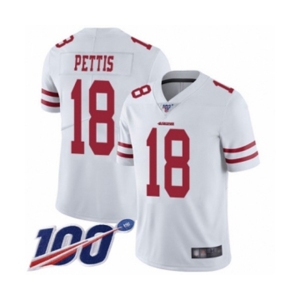 Youth San Francisco 49ers #18 Dante Pettis White Vapor Untouchable Limited Player 100th Season Football Jersey