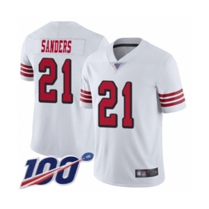 Youth San Francisco 49ers #21 Deion Sanders Limited White Rush Vapor Untouchable 100th Season Football Jersey