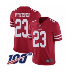 Youth San Francisco 49ers #23 Ahkello Witherspoon Red Team Color Vapor Untouchable Limited Player 100th Season Football Jersey
