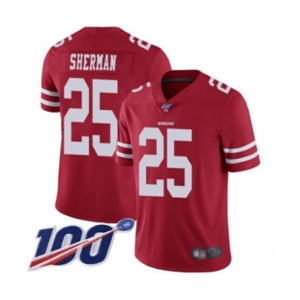 Youth San Francisco 49ers #25 Richard Sherman Red Team Color Vapor Untouchable Limited Player 100th Season Football Jersey