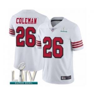 Youth San Francisco 49ers #26 Tevin Coleman Limited White Rush Vapor Untouchable Super Bowl LIV Bound Football Jersey