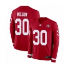 Youth San Francisco 49ers #30 Jeff Wilson Limited Red Therma Long Sleeve Football Jersey