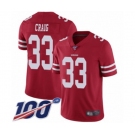 Youth San Francisco 49ers #33 Roger Craig Red Team Color Vapor Untouchable Limited Player 100th Season Football Jersey