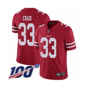 Youth San Francisco 49ers #33 Roger Craig Red Team Color Vapor Untouchable Limited Player 100th Season Football Jersey
