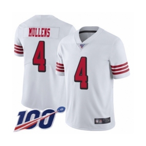 Youth San Francisco 49ers #4 Nick Mullens Limited White Rush Vapor Untouchable 100th Season Football Jersey