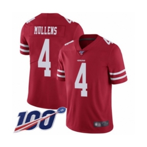 Youth San Francisco 49ers #4 Nick Mullens Red Team Color Vapor Untouchable Limited Player 100th Season Football Jersey