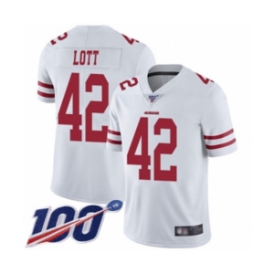 Youth San Francisco 49ers #42 Ronnie Lott White Vapor Untouchable Limited Player 100th Season Football Jersey