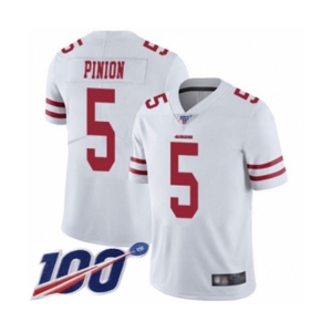 Youth San Francisco 49ers #5 Bradley Pinion White Vapor Untouchable Limited Player 100th Season Football Jersey