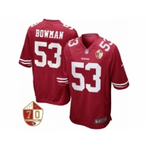 Youth San Francisco 49ers #53 NaVorro Bowman Scarlet 70th Anniversary Patch Game Jersey