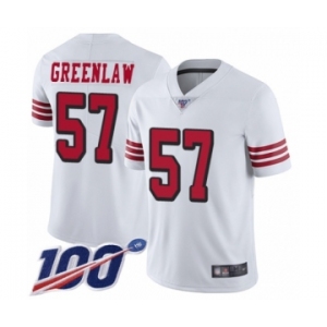 Youth San Francisco 49ers #57 Dre Greenlaw Limited White Rush Vapor Untouchable 100th Season Football Jersey