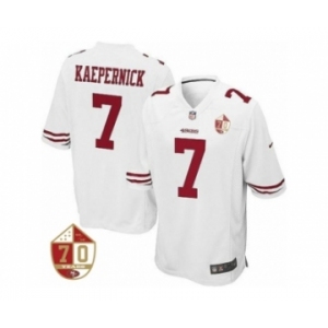 Youth San Francisco 49ers #7 Colin Kaepernick Nike White 70th Anniversary Patch Game Jersey