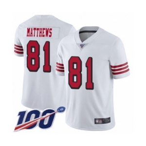 Youth San Francisco 49ers #81 Jordan Matthews Limited White Rush Vapor Untouchable 100th Season Football Jersey