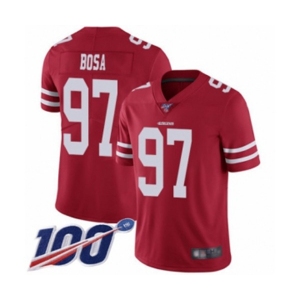 Youth San Francisco 49ers #97 Nick Bosa Red Team Color Vapor Untouchable Limited Player 100th Season Football Jersey
