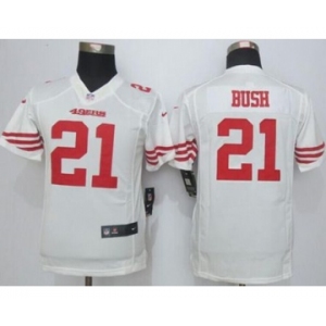 nike youth nfl jerseys san francisco 49ers #21 bush white[nike][bush]