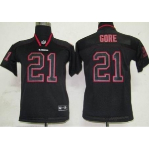 nike youth nfl jerseys san francisco 49ers #21 gore black[lights out]