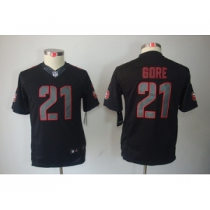 nike youth nfl jerseys san francisco 49ers #21 gore black[nike impact limited]