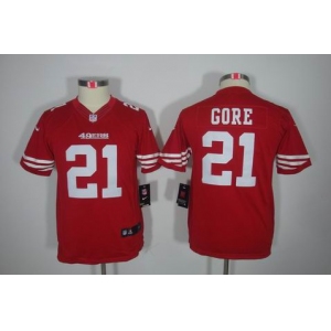 nike youth nfl jerseys san francisco 49ers #21 gore red[nike limited]