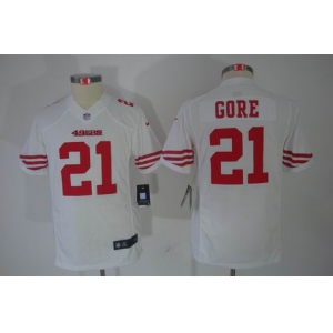 nike youth nfl jerseys san francisco 49ers #21 gore white[nike limited]