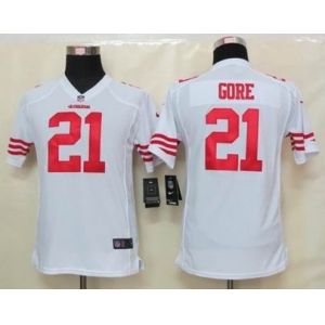 nike youth nfl jerseys san francisco 49ers #21 gore white[nike]