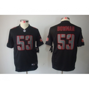 nike youth nfl jerseys san francisco 49ers #53 bowman black[nike impact limited]
