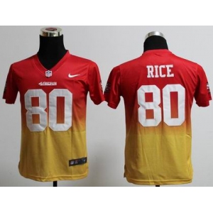 nike youth nfl jerseys san francisco 49ers #80 jerry rice red-yellow[nike drift fashion][second version]
