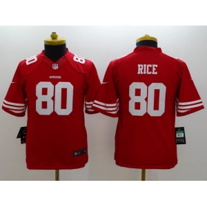 nike youth nfl jerseys san francisco 49ers #80 rice red[nike limited]