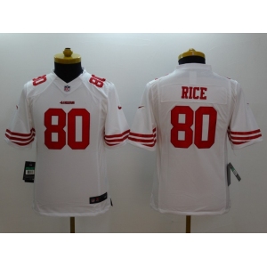nike youth nfl jerseys san francisco 49ers #80 rice white[nike limited]