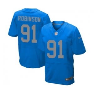 Men's Nike Detroit Lions #91 A'Shawn Robinson Elite Blue Alternate NFL Jersey