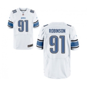 Men's Nike Detroit Lions #91 A'Shawn Robinson Elite White NFL Jersey