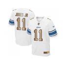 Nike Detroit Lions #11 Marvin Jones Jr White Men's Stitched NFL Elite Gold Jersey