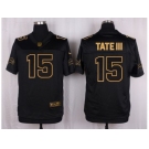 Nike Detroit Lions #15 Golden Tate III Black Pro Line Gold Collection Jersey[Elite]