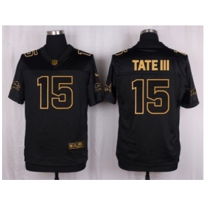Nike Detroit Lions #15 Golden Tate III Black Pro Line Gold Collection Jersey[Elite]