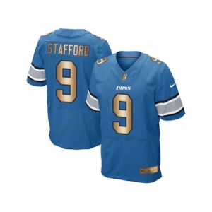 Nike Detroit Lions #9 Matthew Stafford Blue Team Color Men's Stitched NFL Elite Gold Jersey