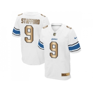 Nike Detroit Lions #9 Matthew Stafford White Men's Stitched NFL Elite Gold Jersey