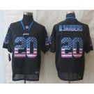 nike nfl jersey detroit lions #20 b.sanders black[Elite USA flag fashion]