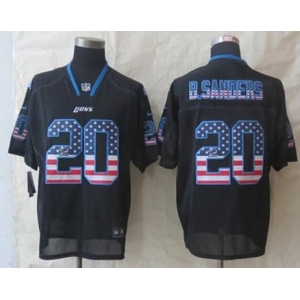 nike nfl jersey detroit lions #20 b.sanders black[Elite USA flag fashion]