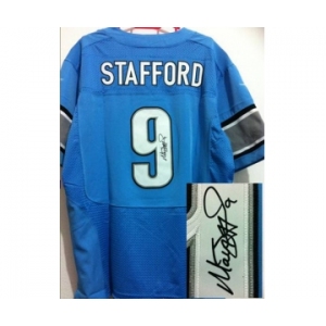 nike nfl jerseys detroit lions #9 stafford blue[Elite signature]